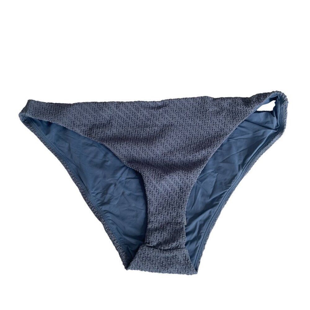 Andie The Cheeky Bikini Bottom Women XL Blue Ruched Lined Swim‎ Coastal Nautical